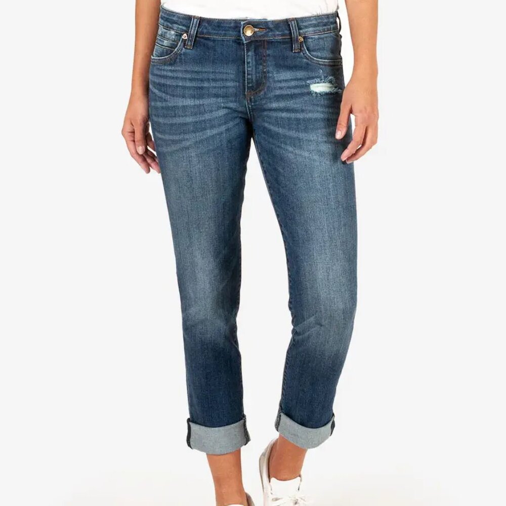 Kut from the Kloth Catherine Boyfriend Jeans Women's Size 12 Blue Denim NWT